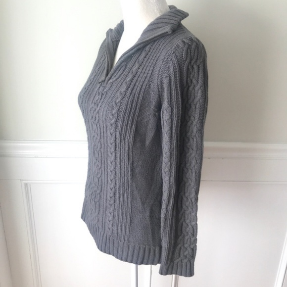 Boden Sweaters - BODEN Quarter Zip Pullover Wool Cable Sweater Gray